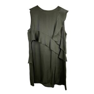 Elvi Women's 20 Shimmery Gray Sleeveless Ruffle Mini Shift Dress